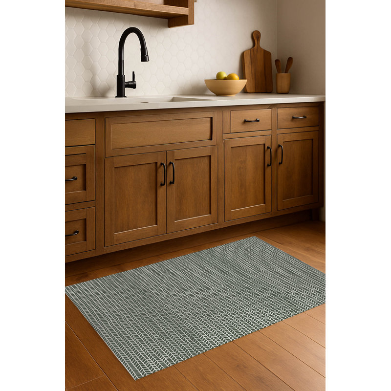Tapis de cuisine à motif de chevrons, Rectangulaire 2 pi x 3 pi, Chimichurri