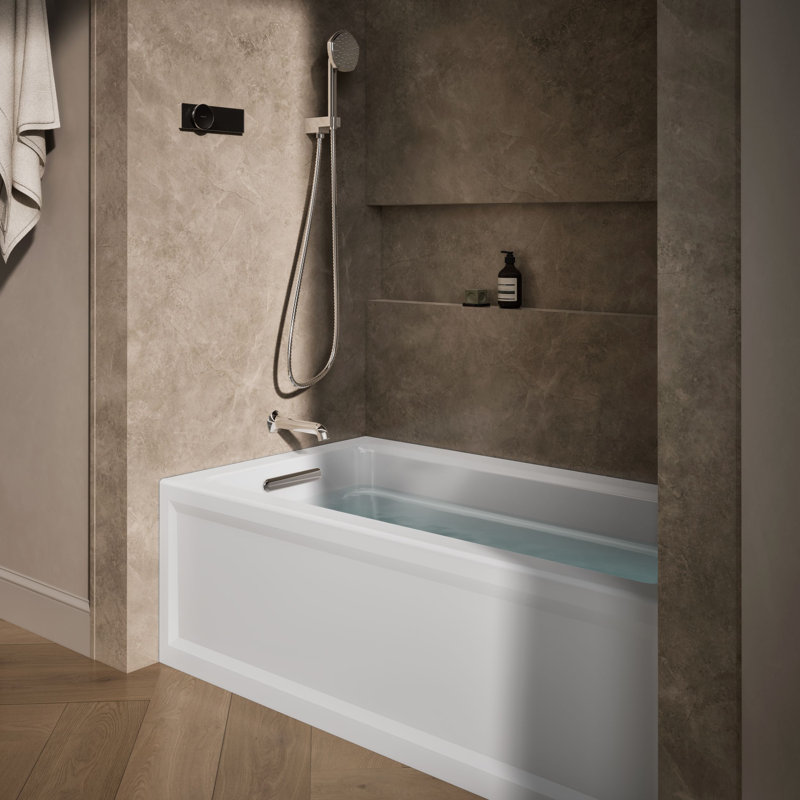 Archer 60" x 32" Alcove/Tile Soaking Bathtub, Left, White