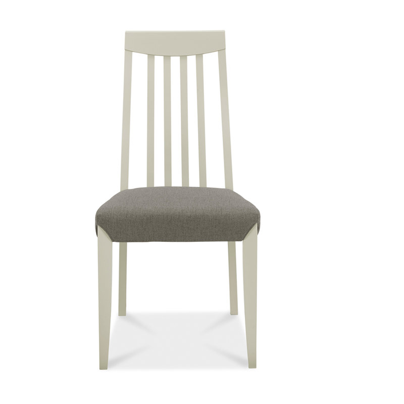 Izzie Upholstered Slat Back Side Chair, Grey, White