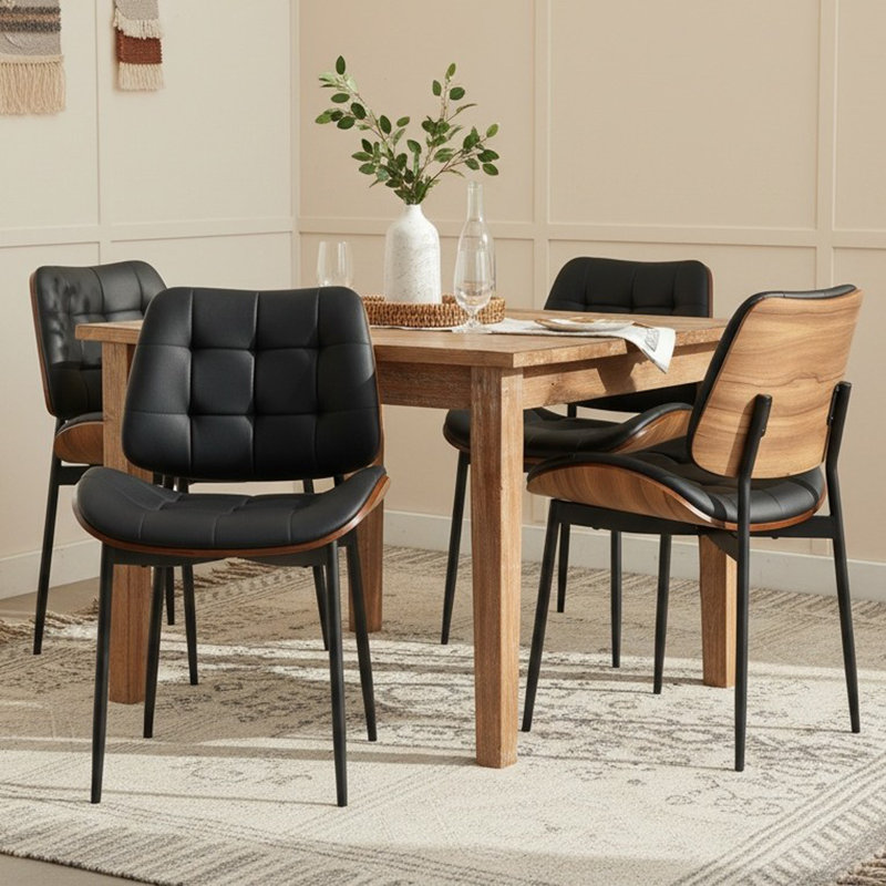 Chaise d'appoint rembourrée Modern, 4, Noir