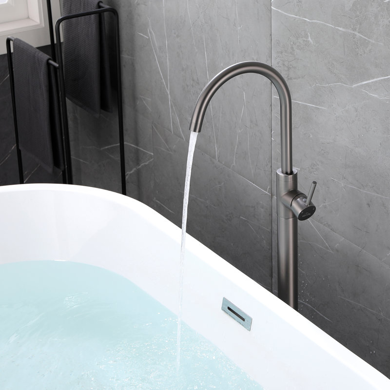 1 Handle Bathroom Freestanding Tub Filler, Gunmetal Gray