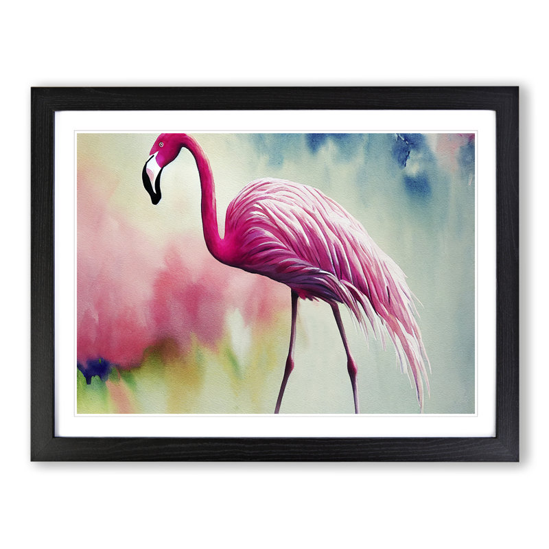 Flamingo Vol.3 - Single Picture Frame Print, Black Framed, 46cm H x 64cm W x 2cm D