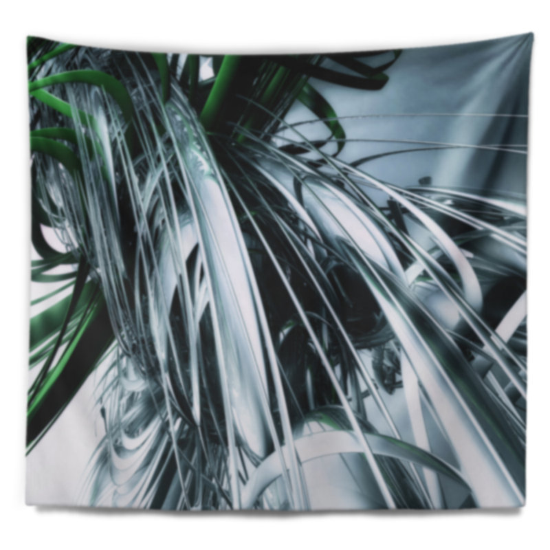 Tapisserie d'art abstrait vert 3D, H 78 po x l 92 po
