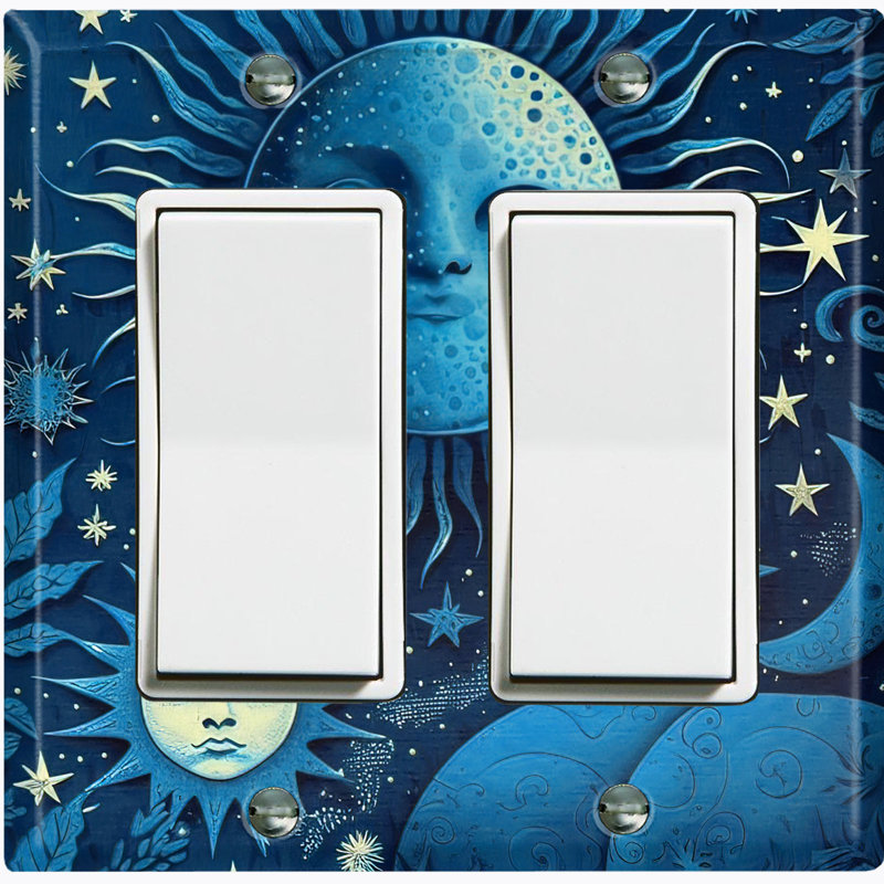 Plaque murale berçante astronomique 2 étoiles, Bleu