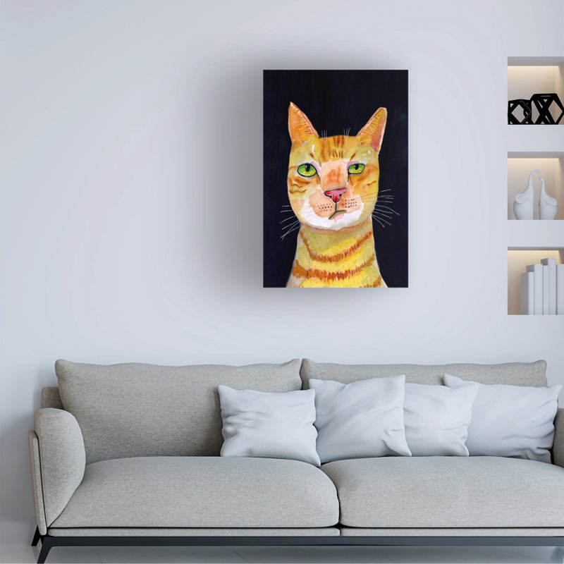 " Wrapped Canvas Wall Art - Sharyn Bursic 'Ginger Cat' Wall Art For Living Room, Bedroom, Or Office Décor - 16x24 "
