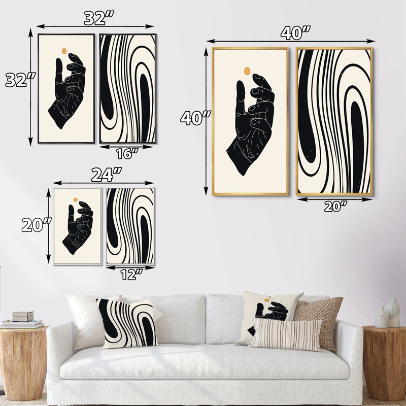 Monochromes vintage 70S Minimal Geometrics I - ensemble de 2 impressions, H 32 po x l 32 po x P 1 po, Cadre brun