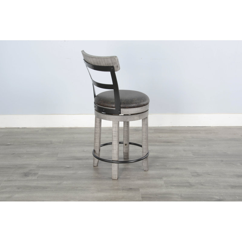 Meilani Swivel Upholstered Counter Stool, Alpine Gray, Counter Stool (24" Seat Height)