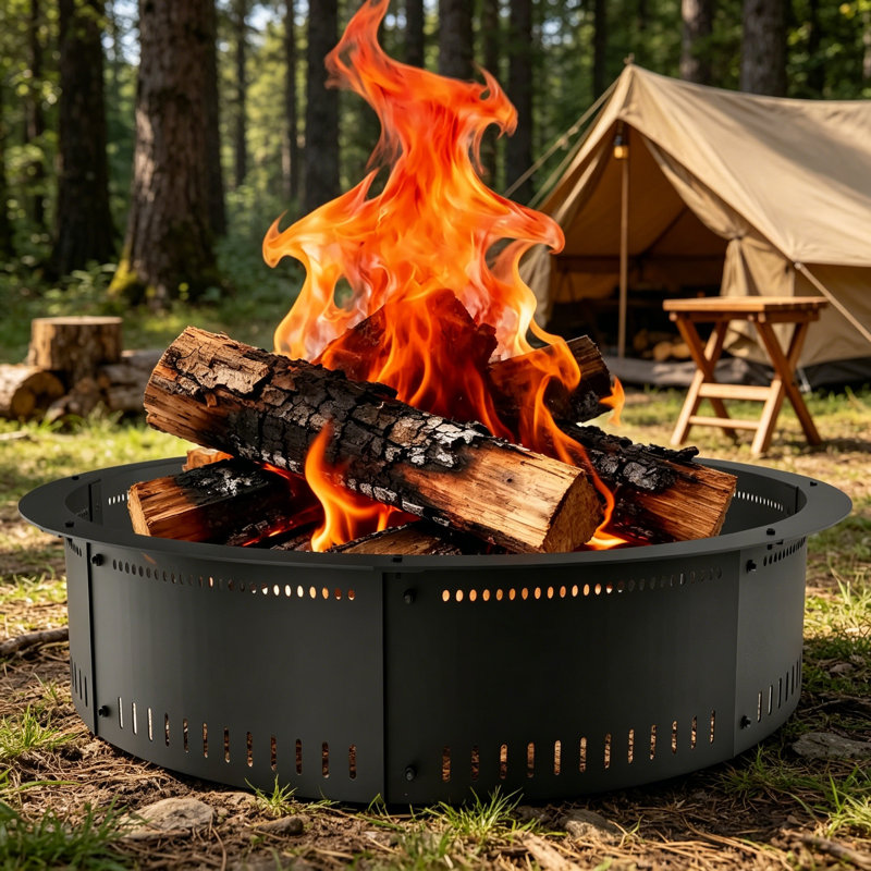 36in Smokeless Fire Pit Ring Insert Steel with Airflow