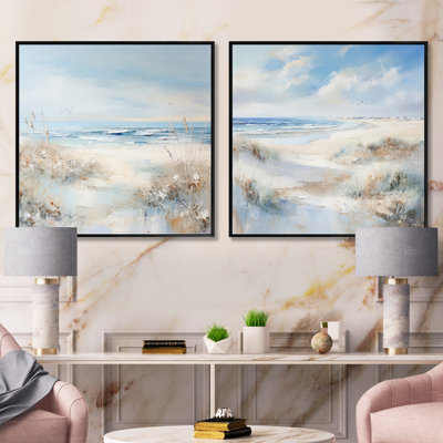 Coastal Ocean Charm in Winter - Ensemble de 2 collages carrés Coastal Ocean
