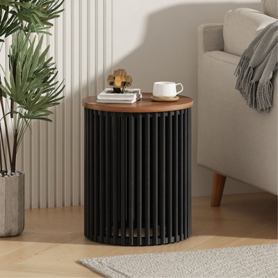 Table d'appoint en bois massif ACACIA, couleur naturelle et noire