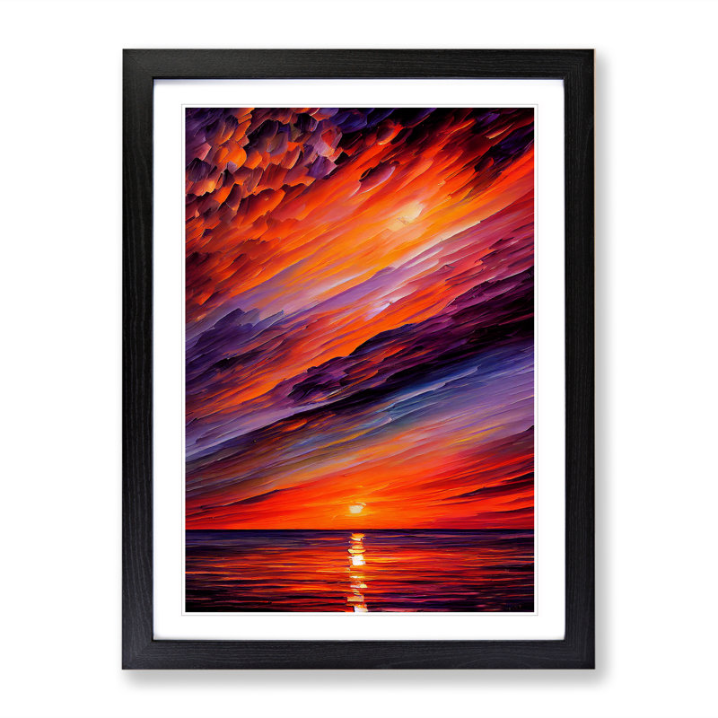 Ocean Sunset View No.3 - Framed Print, Black, 34cm H x 25cm W x 2cm D