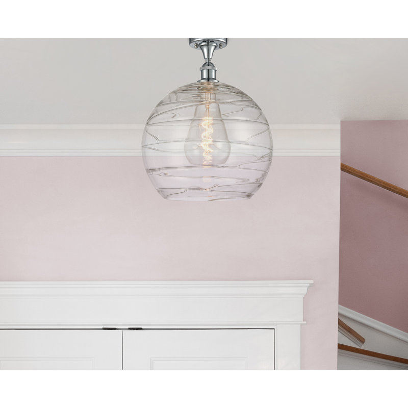 Anie Glass Semi Flush Mount, No Bulb Included, Polished Chrome, 15" H x 10" W x 10" D