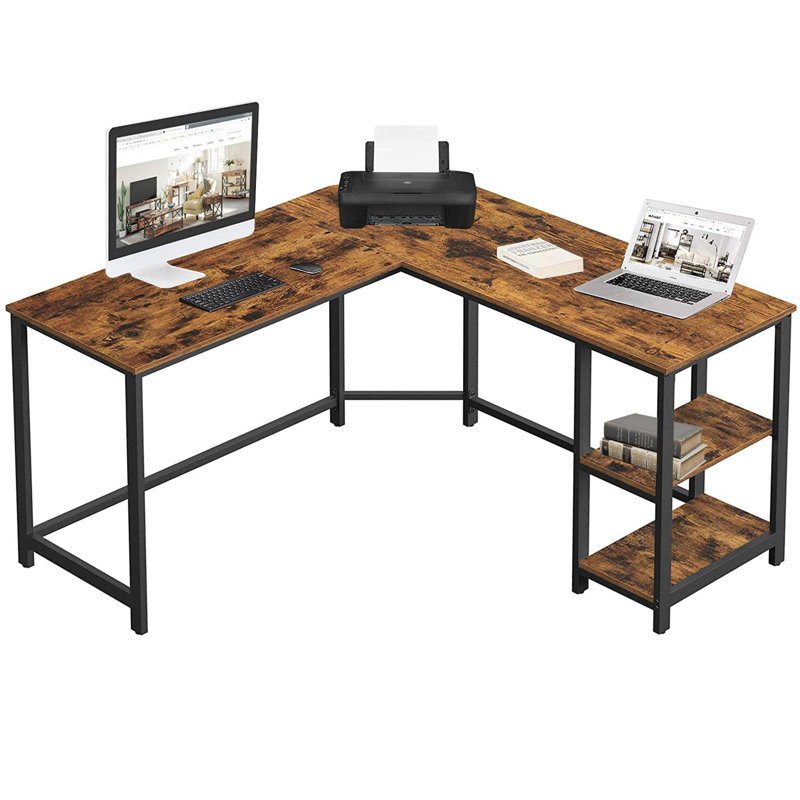 L-Shaped Stainless Steel Computer Desk
