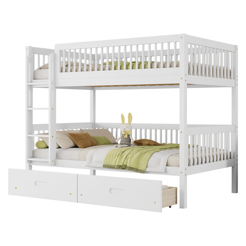 Lits gainés d'espace avec rangement, lits superposés modernes en pin pour la maison familiale, White