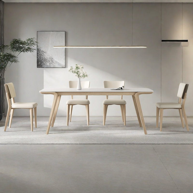 Table et chaise de salle à manger moderne de style crème, H 29,5 po x L 78,7 po x l 35,4 po