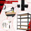 Support de rangement robuste pour le garage, 5 pièces réglables en métal, capacité de 3 000 lb, noir et stable, système d'étagères à installation simple, processus d'assemblage rapide-120660093