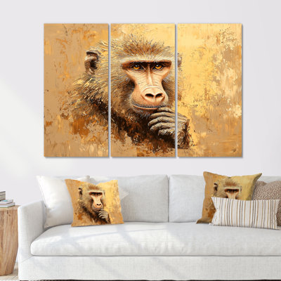 Intelligent Gaze Of Baboon III - Monkey Wall Art Print Set