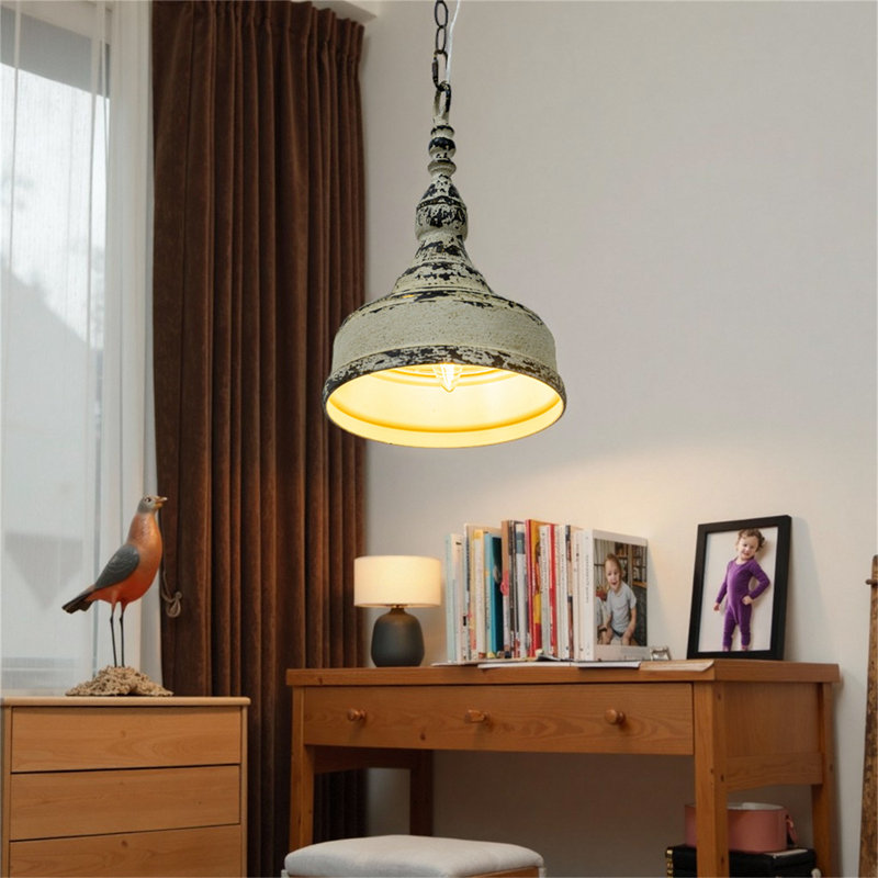 Luminaire suspendu rustique, abat-jour dôme de style rétro, 9,25 po de diamètre
