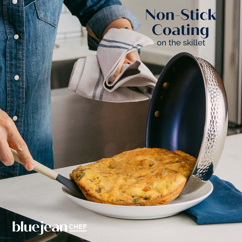Blue Jean Chef 3-Piece Stainless Steel Cookware Set with Hammered Finish