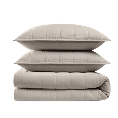 Brooklyn Loom Matte Cotton Velvet Channel Stitch Quilt Set