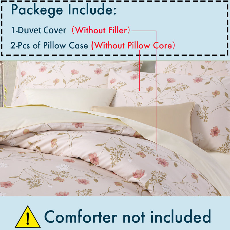 Ensemble de housse de couette 3 pièces (sans noyau), bohème damassé de luxe, literie florale minable, douce et écologique
