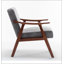 Chaise d'appoint avec revêtement en microfibre et structure en bois massif, mobilier de salon Mid-Century moderne classique pour sièges supplémentaires, gris-981151171-981151173