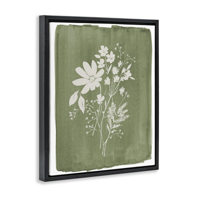 Wildflowers on Olive Green Floating Frame, design by Stephanie Ryan