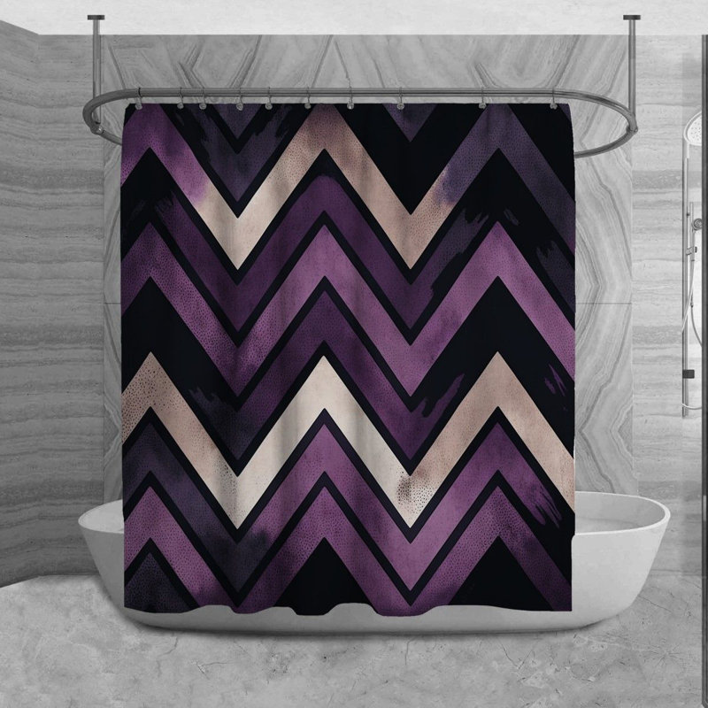 Rideau de douche Caleta, H 84 po x l 70 po, Noir/mauve