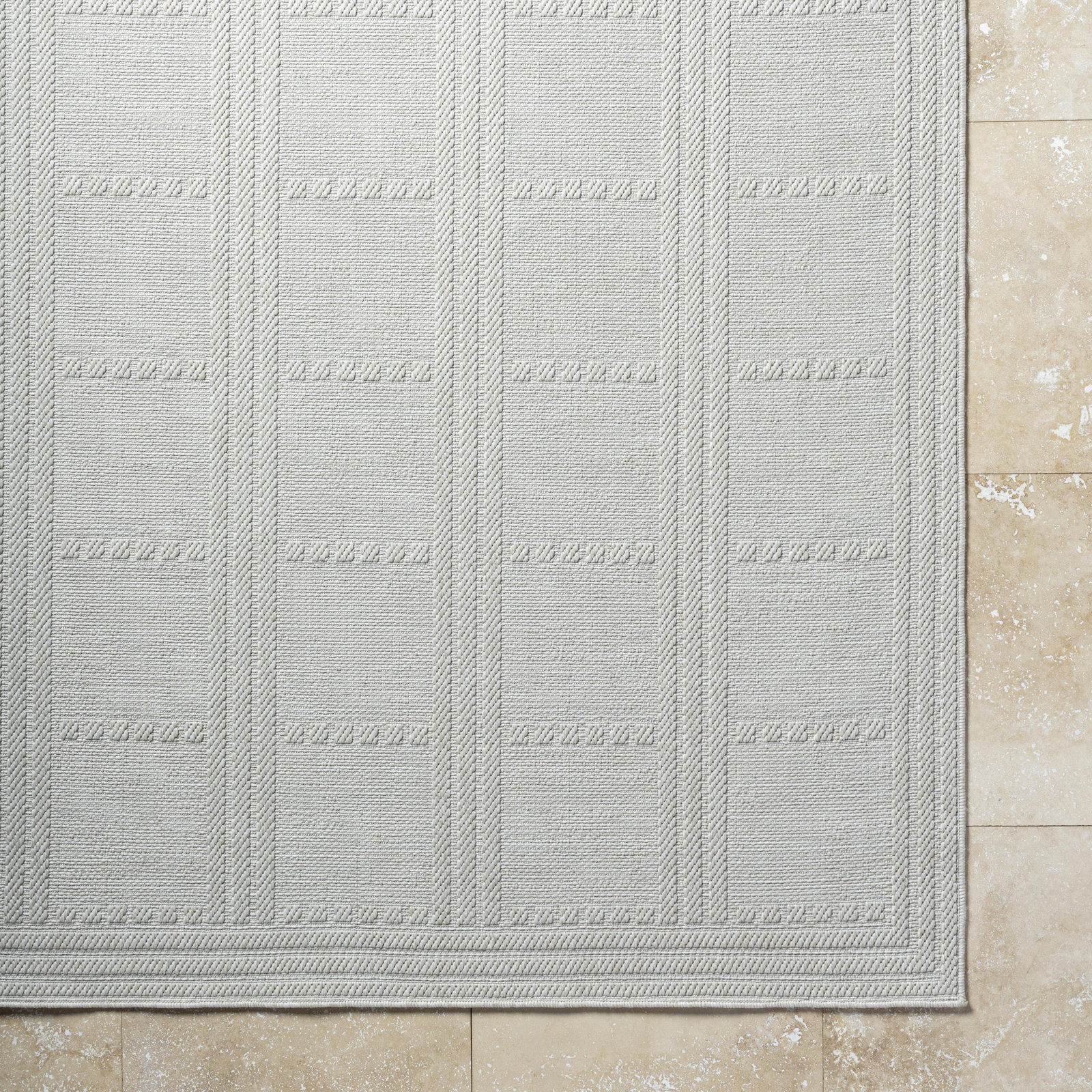 Winn Gray Outdoor Rug, Rectangle 6'7" x 9'