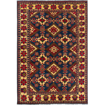 Tapis unique en laine noué à la main népalais rouge / beige / vert années 2010 de 6 pi 7 po x 9 pi 9 po Elford