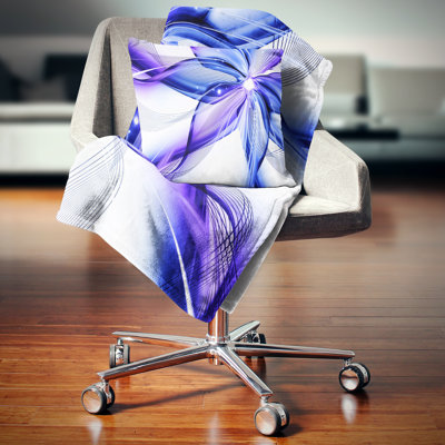 Fractal Bright Blue Flower - Floral Printed Pillow