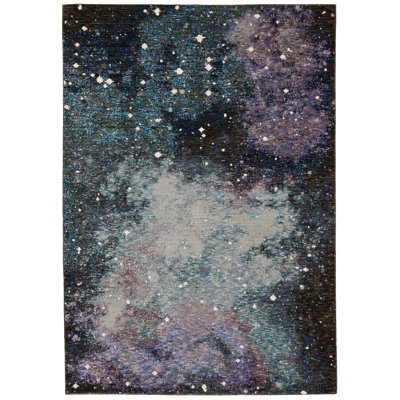 Tapis bleu abstrait Ronny