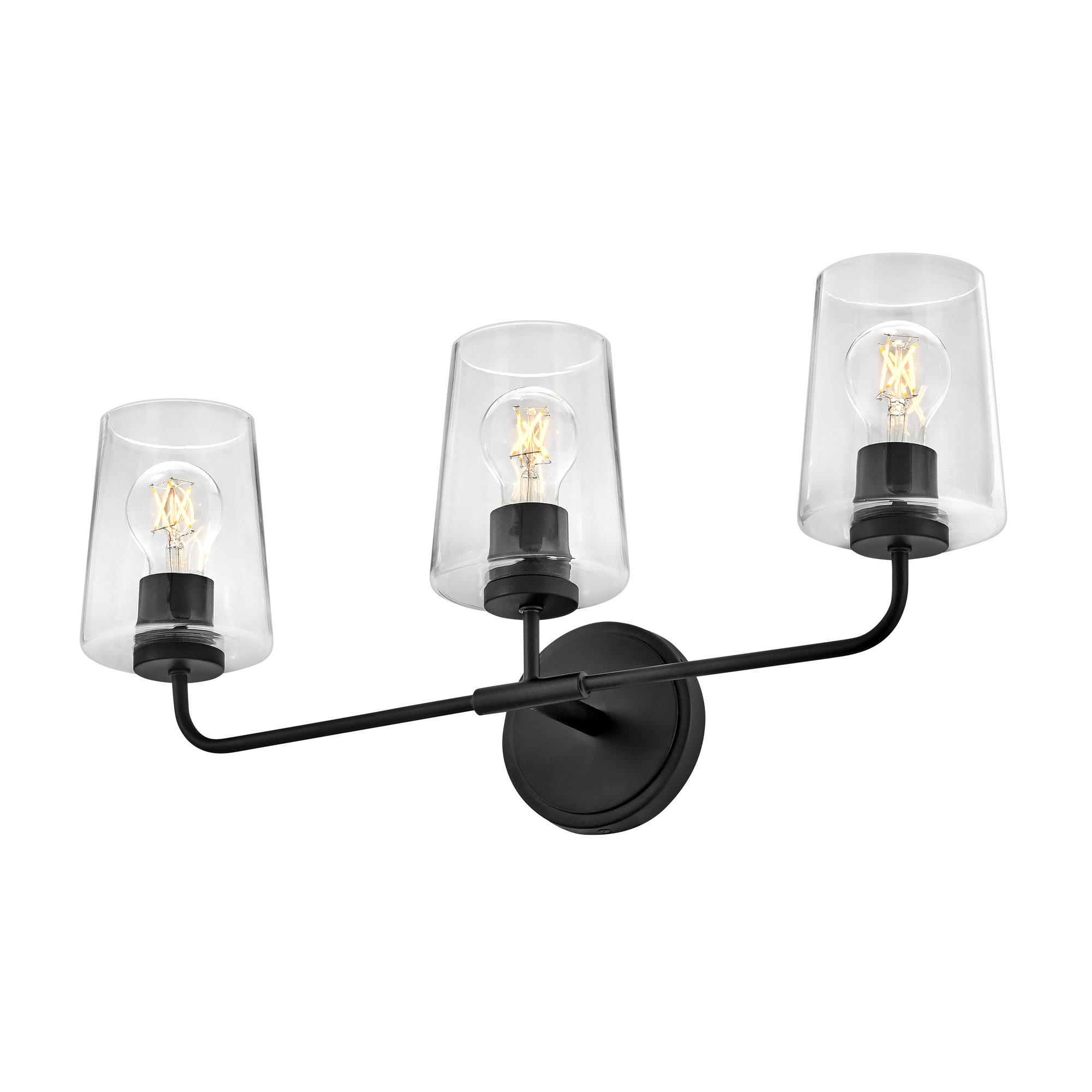 Verbena 3 Light Transparent Dimmable Vanity Light, Black