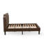 Ensemble de lit double plateforme 2 pièces avec cadre de lit double capitonné et une petite table de bout en noyer antique - similicuir brun foncé avec texture noire et pieds noirs-1424348713-1424348718