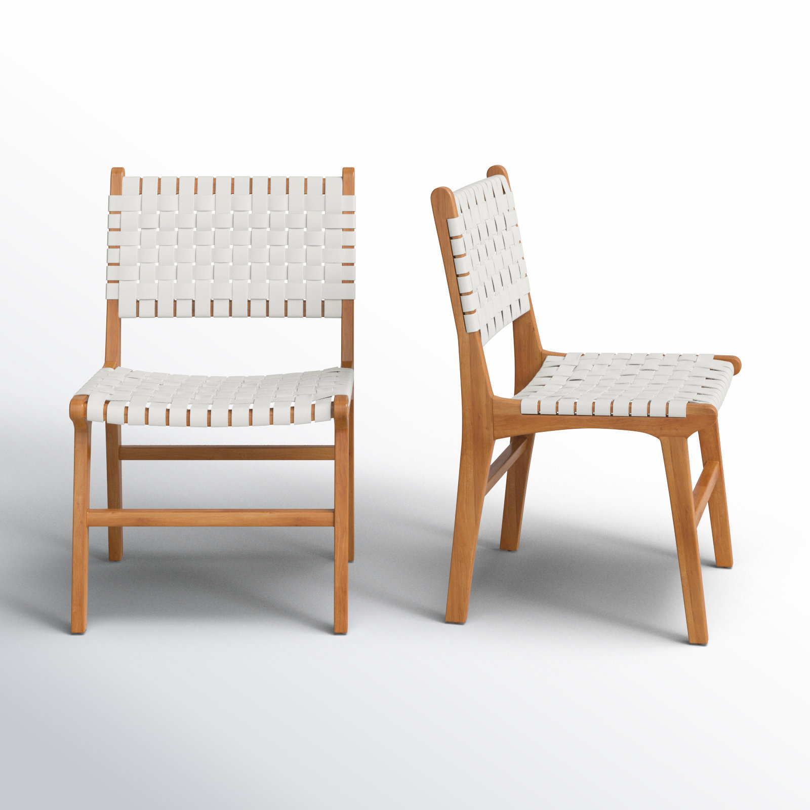 Markus Teak Side Chair, White/Brown