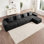 Canapé modulaire modulaire en L à 4 places sans os, canapé modulaire Cloud avec assise profonde, canapé modulaire moderne à 4 places avec coussins décoratifs et 1 repose-pieds mobile, tissu en velours côtelé