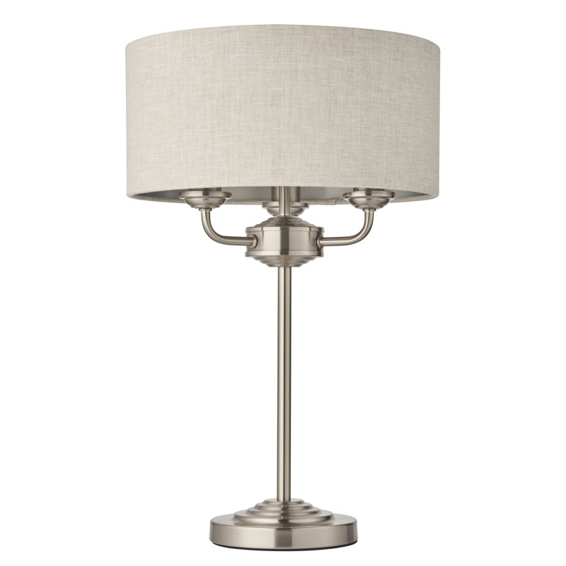 Landover Metal Table Lamp, Brushed Chrome, Natural