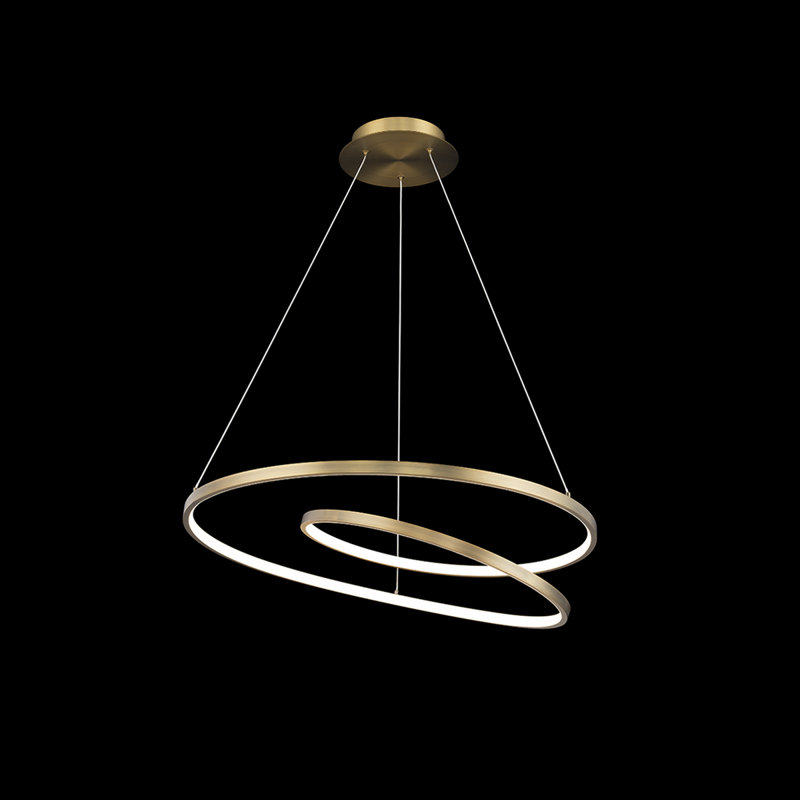 Luminaire suspendu unique à niveaux à 1 lumière DEL Marques, Laiton vieilli