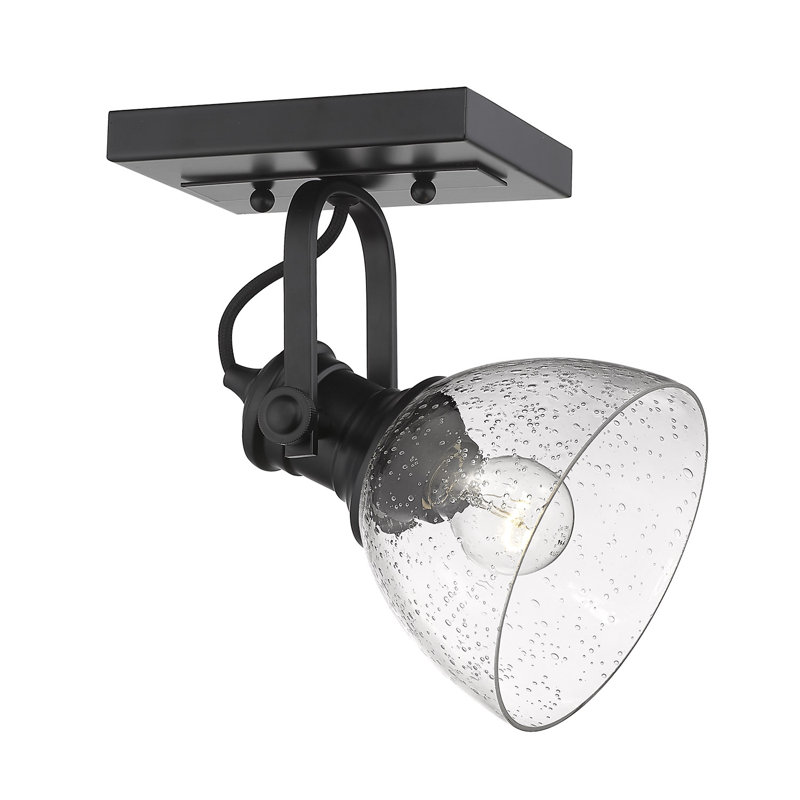 Bales Glass Semi Flush Mount, Matte Black, Seeded Glass