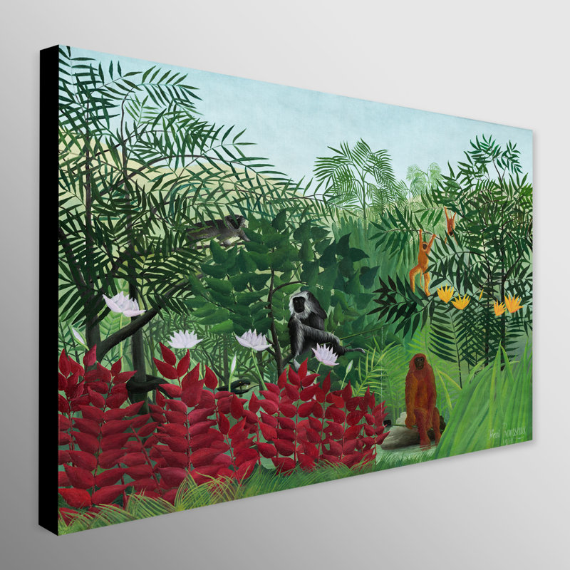 Tropical Forest With Monkeys by Henri Rousseau - Wrapped Canvas Print, 61cm H x 81cm W x 3.8cm D
