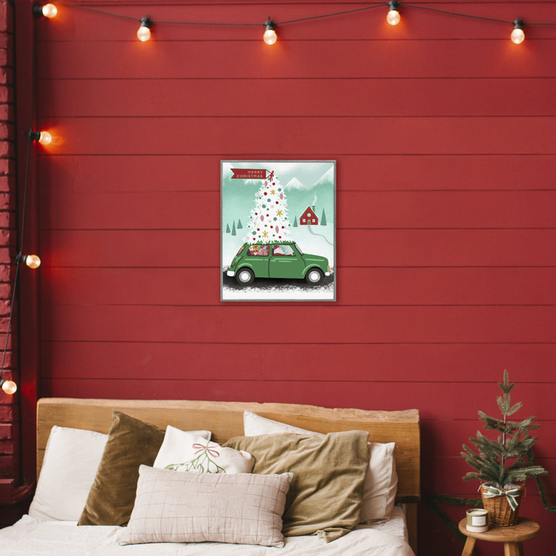 Père Noël au volant d'une voiture de Noël, estampe numérique, conception de Jilly Jack Designs, Estampe numérique Farmhouse