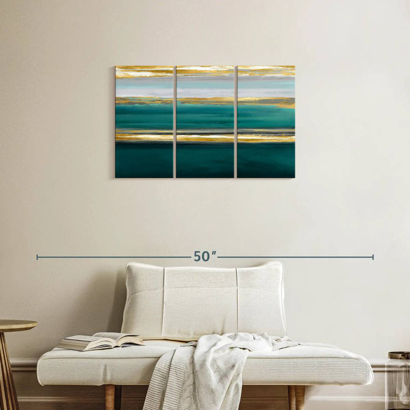 Avery Parallel Lines On Teal, 20" H x 33" W