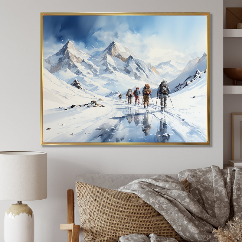 Slope Randonnée Ski Expedition IV - Art mural de randonnée, Cadre flottant brun, H 16 po x l 32 po x P 1 po