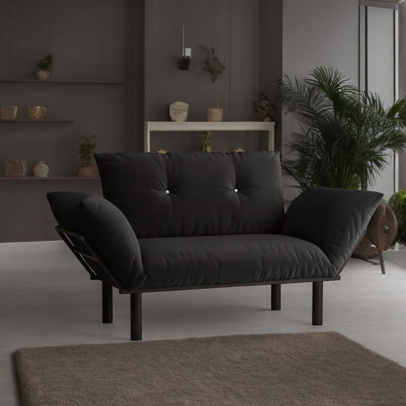 Ewald Upholstered 49'' Sofa, Black Fabric