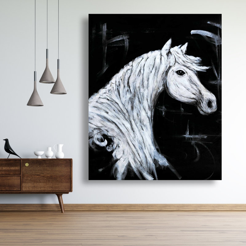 Vue de profil de cheval - Toile de cheval blanc pour la décoration intérieure