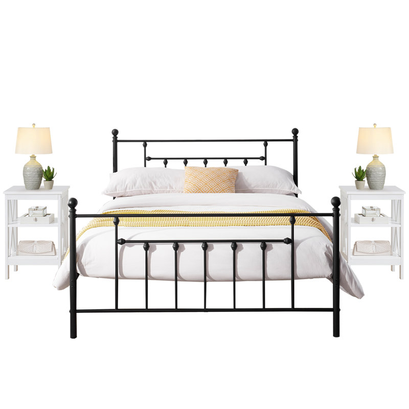 Kempst Steel Piece Bedroom Set, White, Queen