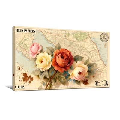 Plantes et fleurs, carte rétro avec roses et fleurs