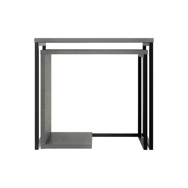 Ajabah 2 Piece Nest of Tables – Stylish and Functional Nesting Tables, Retro Grey