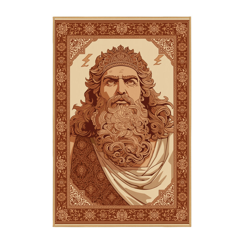 Tapis oriental classique Pittman Zeus lavable à la machine en brun - Reliure brun clair, 6x9