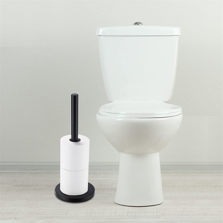 Acehoom Freestanding Stainless Steel Toilet Paper Holder in Matte Black